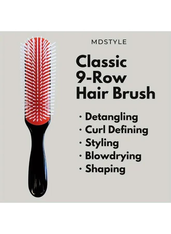 Black Purple 9 Row Curling Brush Detachable Straightening Brush For All Hair Types - Image 2