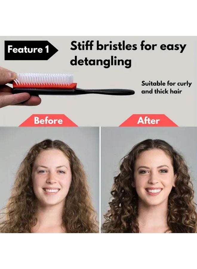 Black Purple 9 Row Curling Brush Detachable Straightening Brush For All Hair Types - Image 5