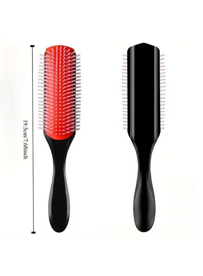 Black Purple 9 Row Curling Brush Detachable Straightening Brush For All Hair Types - Image 4