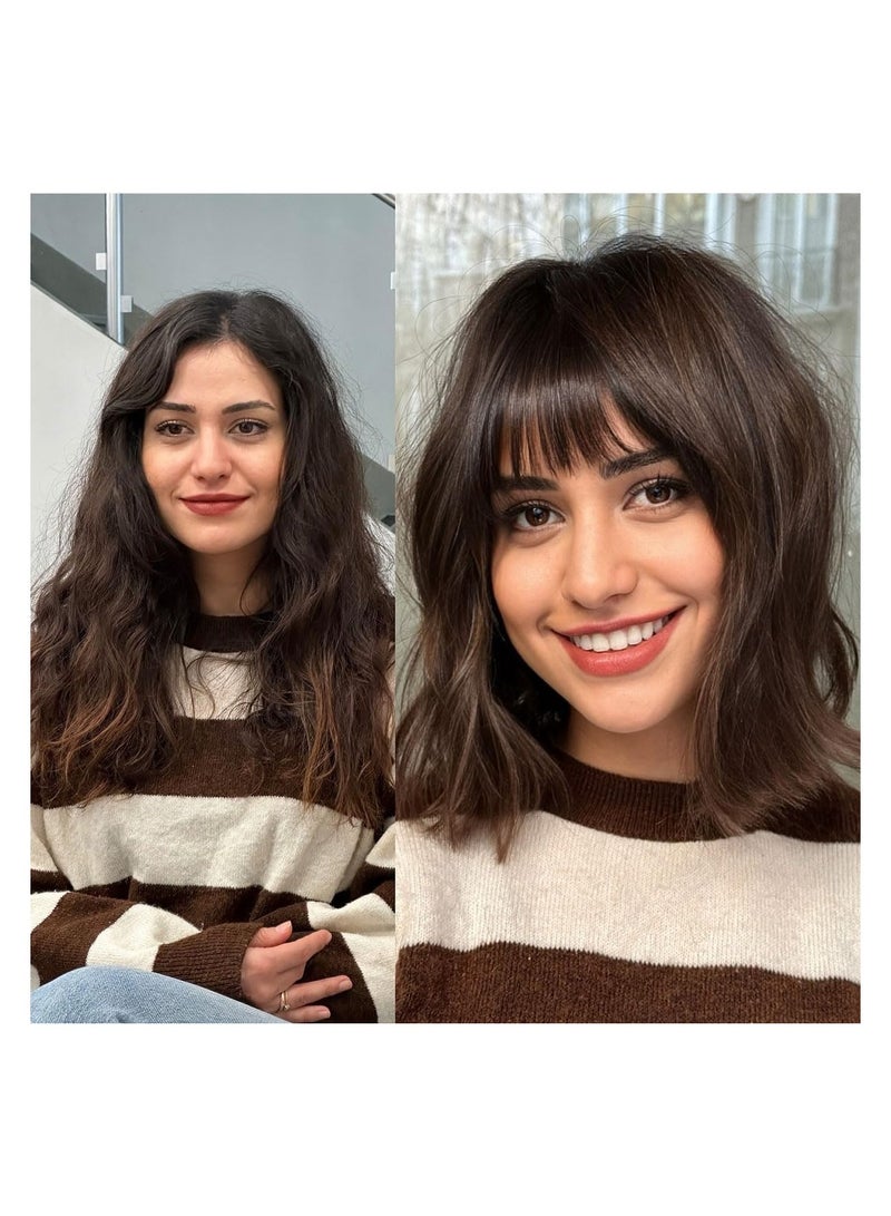 Estelle Clip in Air Bangs Remy Human Hair Extensions One Piece Front Neat Air Fringe Hand Tied Straight Flat Bangs Clip on Hairpiece for Women Natural Black - Image 3