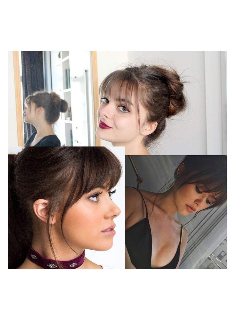 Estelle Clip in Air Bangs Remy Human Hair Extensions One Piece Front Neat Air Fringe Hand Tied Straight Flat Bangs Clip on Hairpiece for Women Natural Black - Image 4