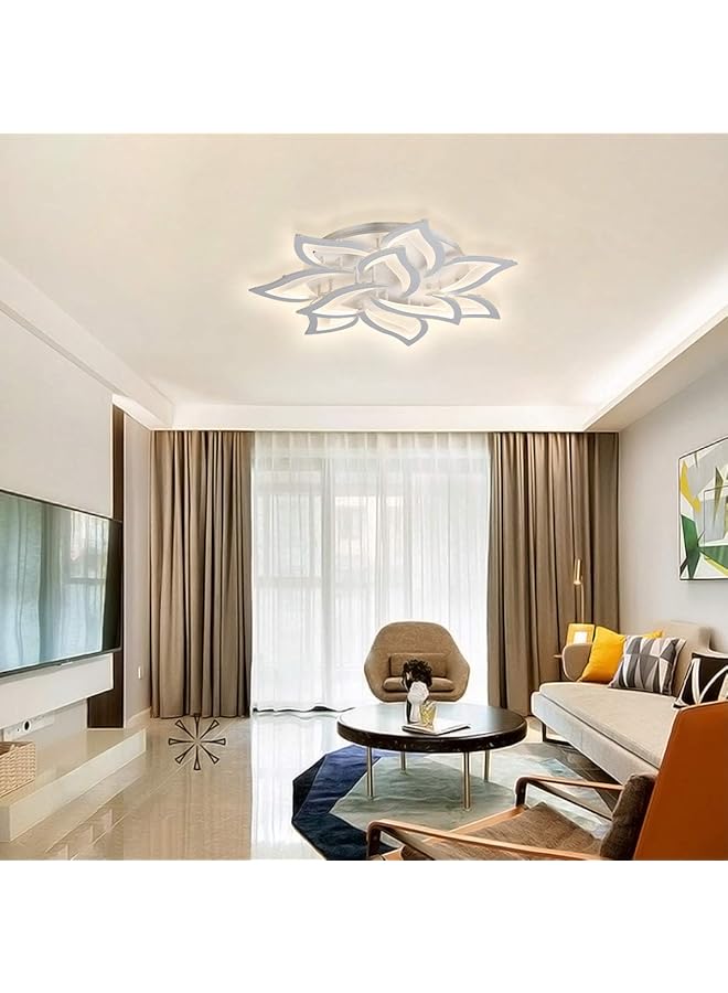 Garwarm Modern Ceiling Light 58W Dimmable Flush Mount Led Ceiling Lamp 4 Rings Acrylic Ceiling Chandelier For Living Room Dining Room Bedroom… 10 Petal White - Image 2