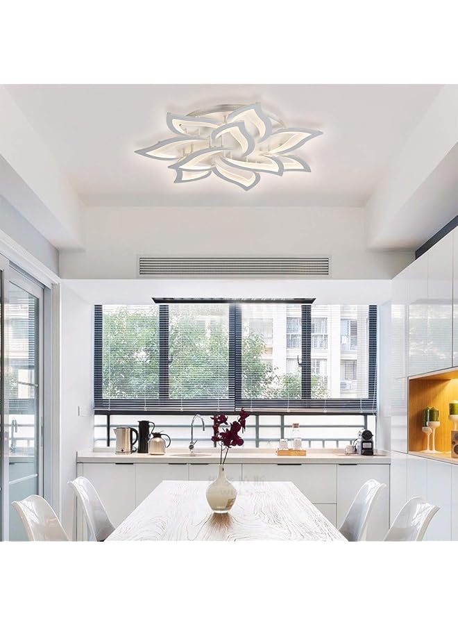 Garwarm Modern Ceiling Light 58W Dimmable Flush Mount Led Ceiling Lamp 4 Rings Acrylic Ceiling Chandelier For Living Room Dining Room Bedroom… 10 Petal White - Image 4