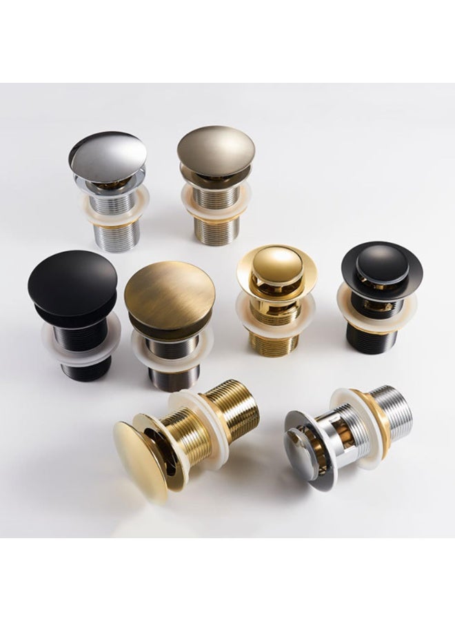 European-Style All-Copper Pop-Up Drain Head – 40mm Full Thread Brass Waste Coupling for Glass, Tabletop & Under-Counter Wash Basins, Gold Plated with Large Cover & Hole - Image 3
