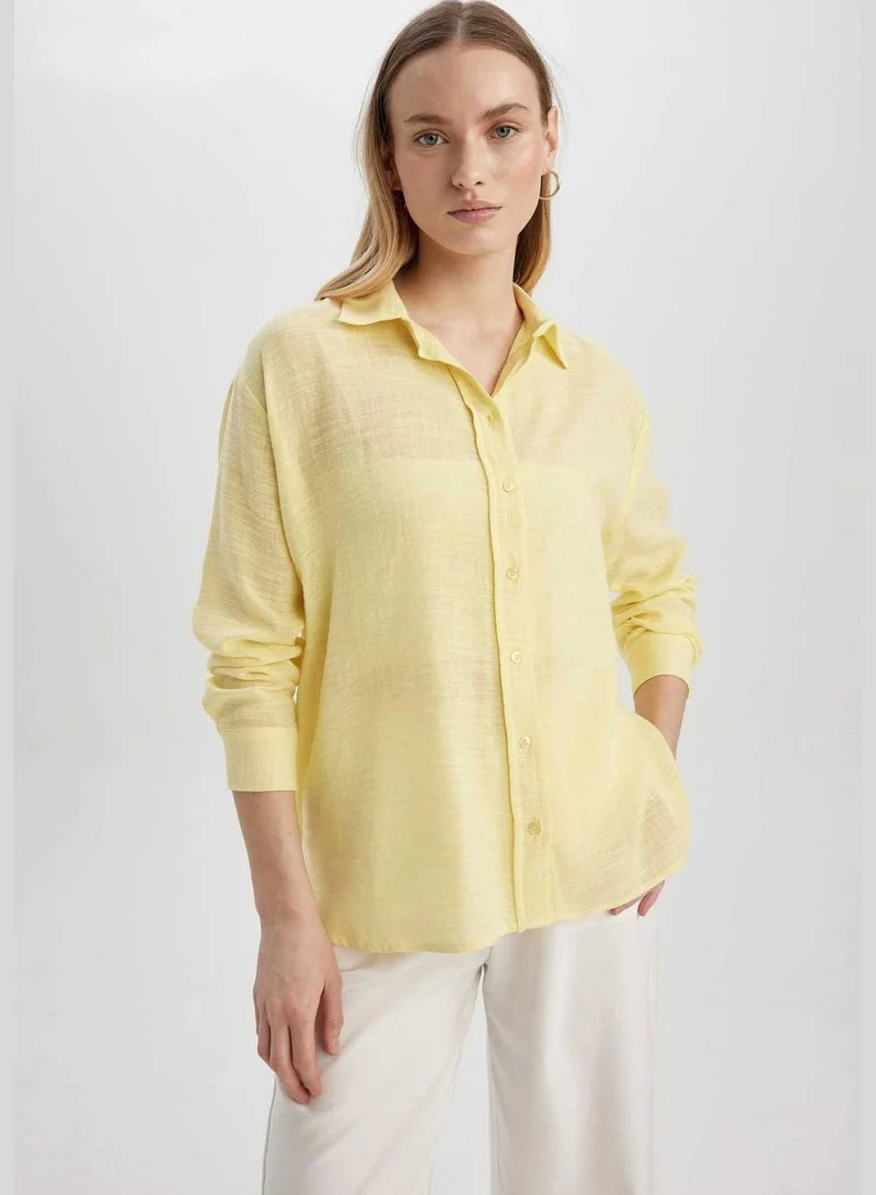 ديفاكتو Woman Oversize Fit Woven Long Sleeve Shirt
