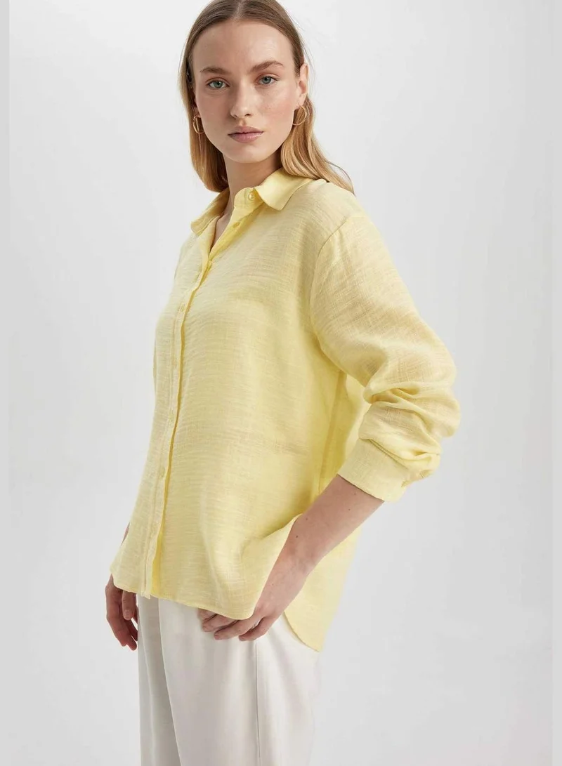 ديفاكتو Woman Oversize Fit Woven Long Sleeve Shirt