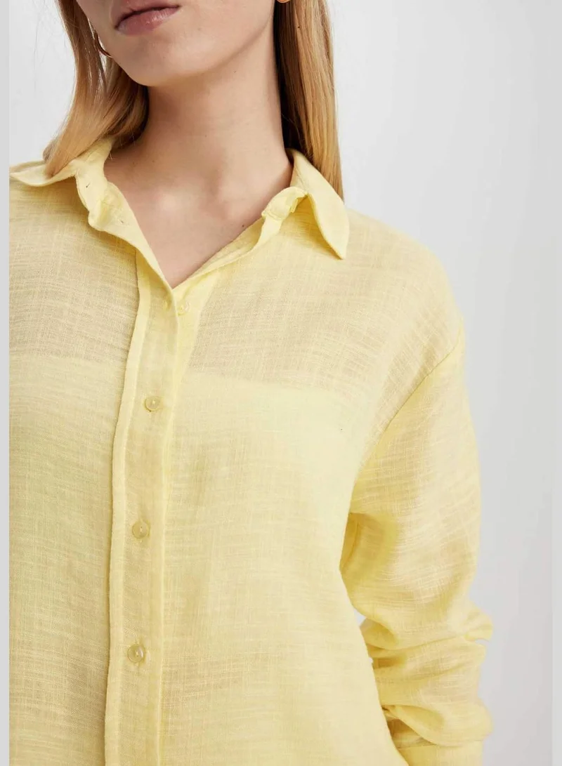 ديفاكتو Woman Oversize Fit Woven Long Sleeve Shirt