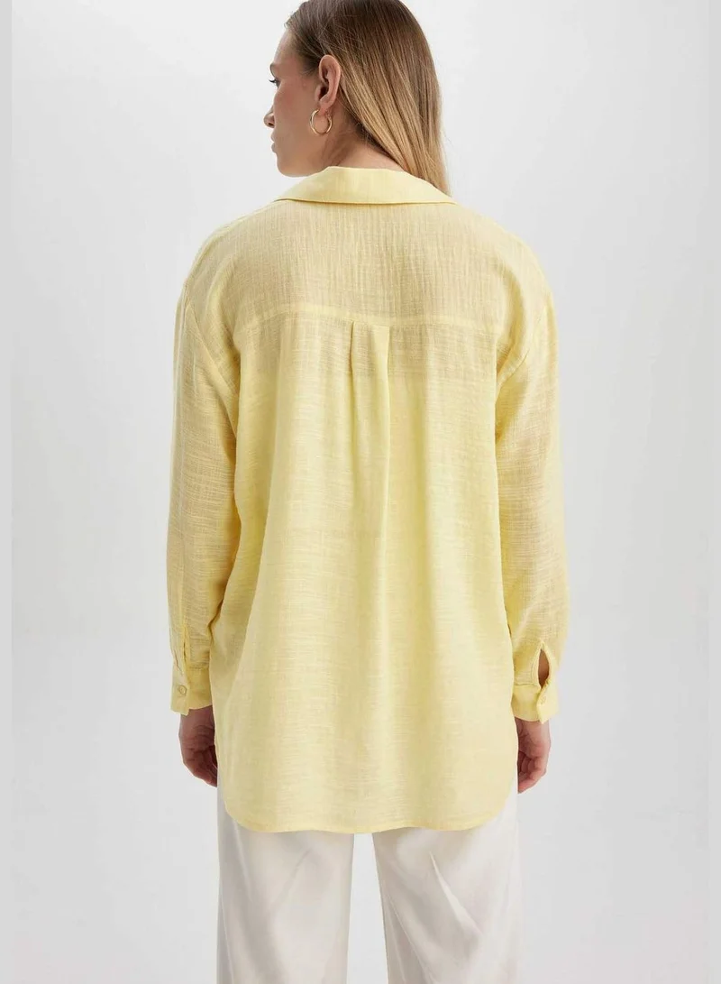 ديفاكتو Woman Oversize Fit Woven Long Sleeve Shirt