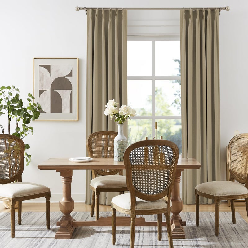 DUALIFE Taupe Blackout Pinch Pleated Curtains for Bedroom 108 Inch Length  Linen Blended Farmhouse 100% Blackout Thermal Insulated Back Tab Drapes with Hooks for Track System 2 Panels W40xL108 - Image 4
