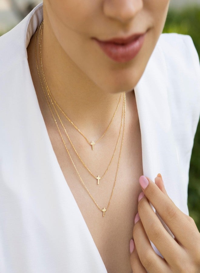 MONOZO Cross Necklace for Women，14K Gold Plated Cross Necklace Layered Gold Cross Necklace Tiny Sideway Cross Choker Necklace Gold Cross Necklaces for Women Trendy Gold Jewelry Gifts for Women Trendy - Image 4