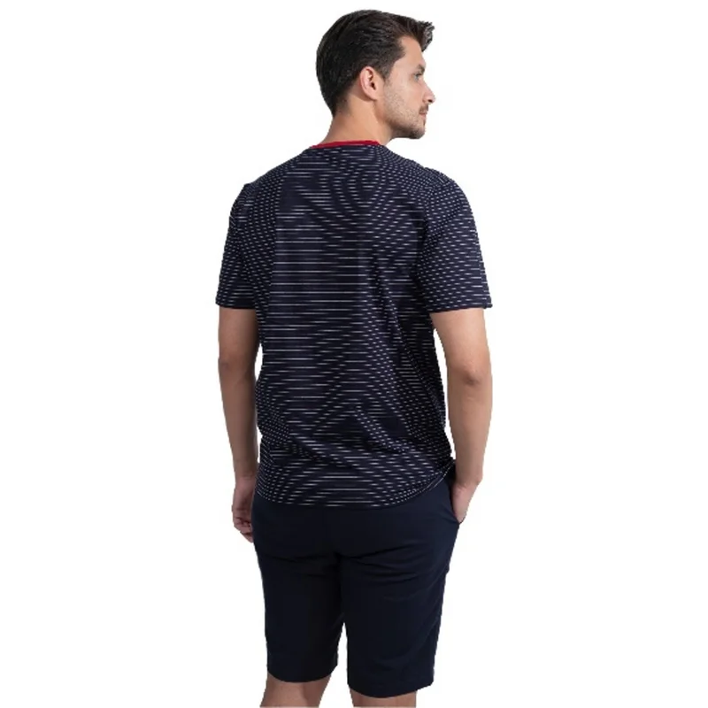 آزرز تيشيرت مخطط برقبة مستديرة قطن مُعالج (مارسرايزد)