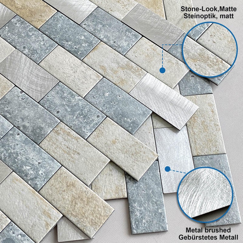 M MOFIT Peel and Stick Brick Backsplash for Kitchen,Back Splash for Bathrooms Walls Tiles Waterproof(10sheets,Blue Gray) - Image 2