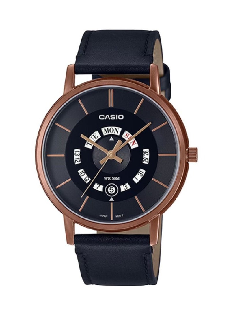 Casio Men Watch - Analog Day and date display Dial Black Dial Leather Band MTP-B135RL-1AVDF - Image 1