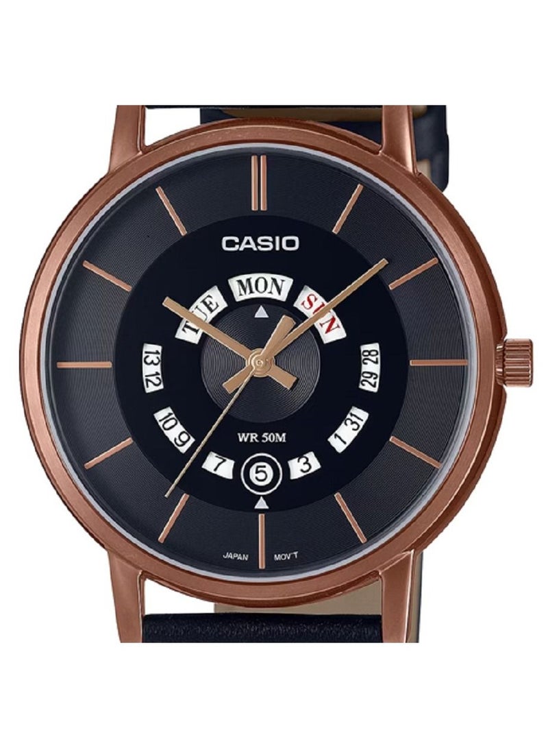Casio Men Watch - Analog Day and date display Dial Black Dial Leather Band MTP-B135RL-1AVDF - Image 4