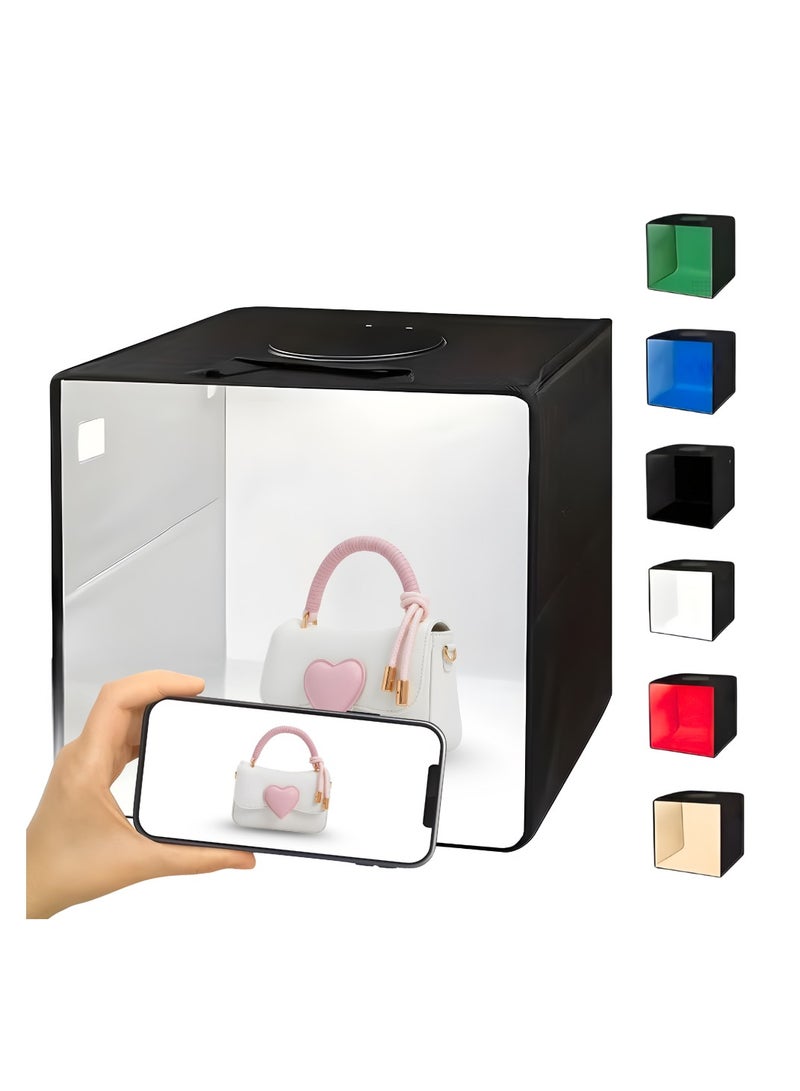 PRINTSHOP4ME Light Box Photography, 40cm*40cm Professional Dimmable Shooting Tent Kit With CRI >95 White Lighting |112 LEDs Lights + 6 Photo Backdrops For Product Display - Image 1