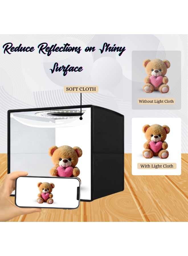 PRINTSHOP4ME Light Box Photography, 40cm*40cm Professional Dimmable Shooting Tent Kit With CRI >95 White Lighting |112 LEDs Lights + 6 Photo Backdrops For Product Display - Image 5