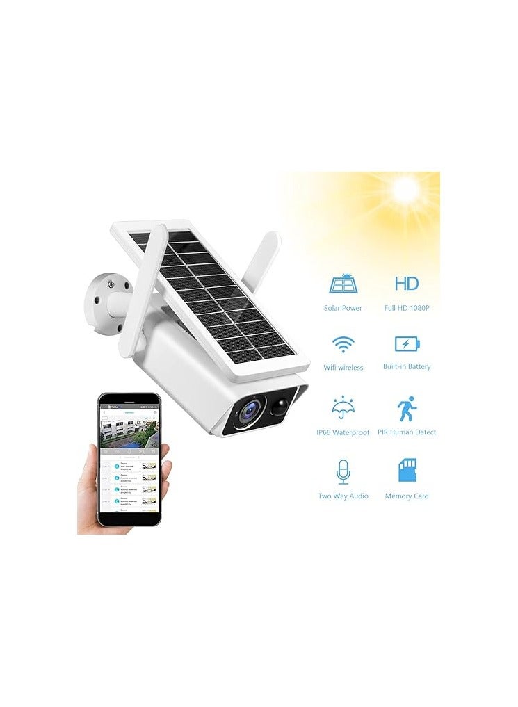 Solar-Powered Outdoor Camera – 1080P HD, Rechargeable 2MP Battery, Wireless Wi-Fi, PIR Motion Detection, Night Vision, Two-Way Audio, IP66 Waterproof - Image 3