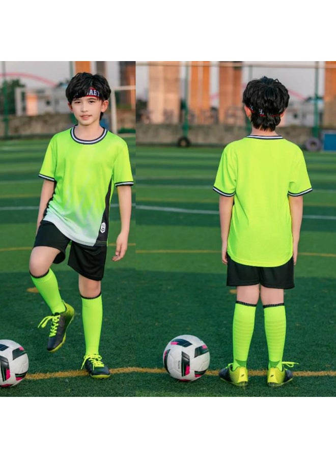 8863 Fluorescent Green Children's Football Uniform Set Quick-drying Kindergarten Primary And Secondary School Students Training Camp Short-sleeved Clothing Women's Printed Team Uniform