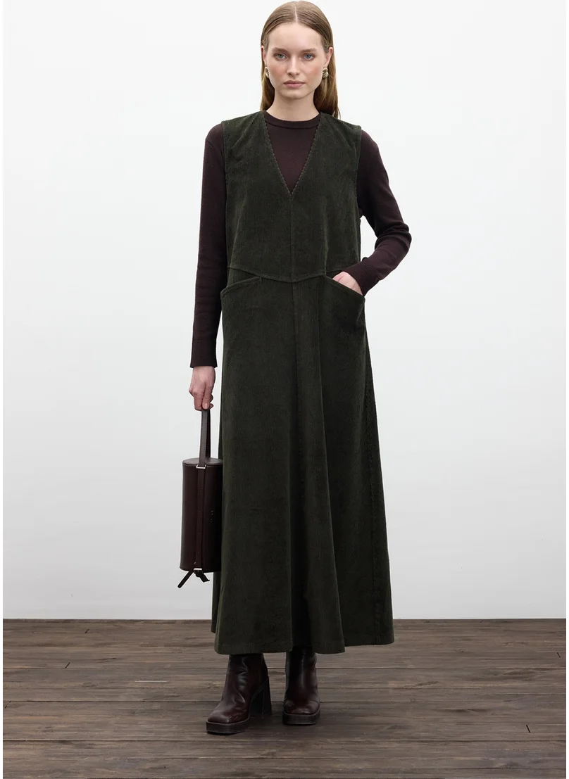 Manuka Corduroy Gilet Dress Khaki