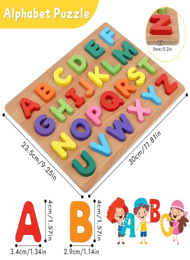 MOWPOG Alphabet Puzzle, Wooden Puzzles for Toddlers 3 4 5 Year Old, ABC Letter Puzzle, Educational Learning Toys for Kids Girls Boys Preschool Activities - Image 2