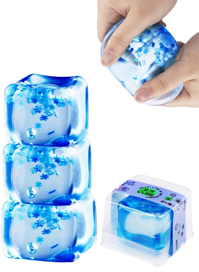 4Pcs Ice Cube Fidget Stress Balls, Silent Sensory Slow Rise Squeeze Cubes with Ice Crystals, Anxiety Relief Toy - Image 1