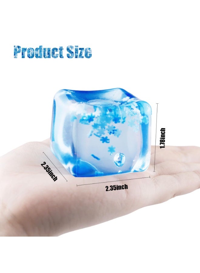 4Pcs Ice Cube Fidget Stress Balls, Silent Sensory Slow Rise Squeeze Cubes with Ice Crystals, Anxiety Relief Toy - Image 2