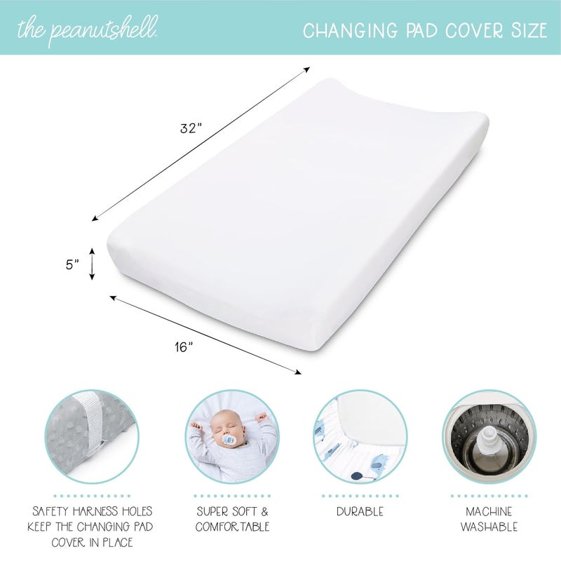 The Peanut Shell The Peanutshell Baby Girl or Boy Changing Pad Covers Set of 3  Ultra Soft Baby Changing Pad Cover  Fits Standard Changing Table Pads Durable Machine Washable Sheets  Nautical Whale - Image 2
