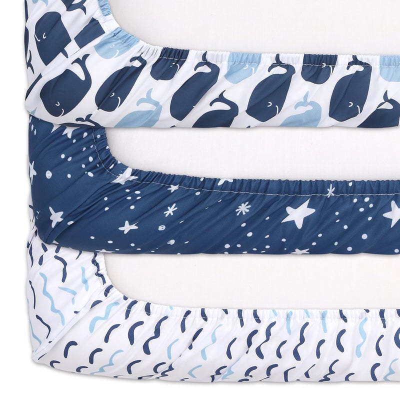 The Peanut Shell The Peanutshell Baby Girl or Boy Changing Pad Covers Set of 3  Ultra Soft Baby Changing Pad Cover  Fits Standard Changing Table Pads Durable Machine Washable Sheets  Nautical Whale - Image 3