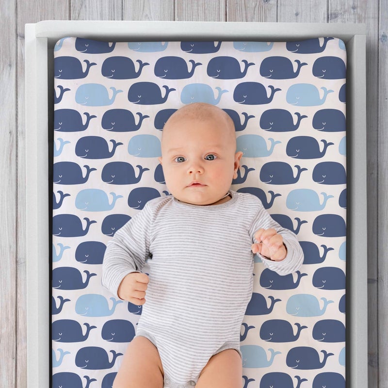 The Peanut Shell The Peanutshell Baby Girl or Boy Changing Pad Covers Set of 3  Ultra Soft Baby Changing Pad Cover  Fits Standard Changing Table Pads Durable Machine Washable Sheets  Nautical Whale - Image 4