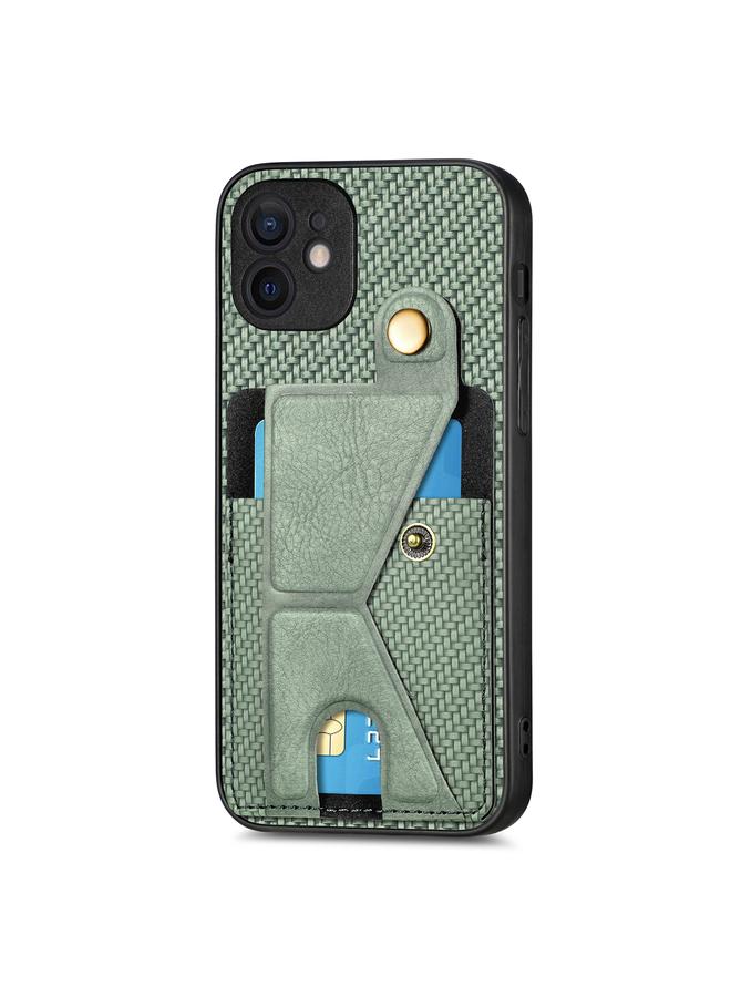 The Bros Phone Case For iPhone 12 mini Carbon Fiber Wallet Flip Card K-shaped Holder Phone Phone Case  - Image 2