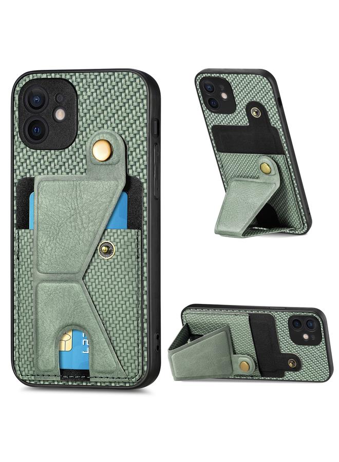 The Bros Phone Case For iPhone 12 mini Carbon Fiber Wallet Flip Card K-shaped Holder Phone Phone Case  - Image 1
