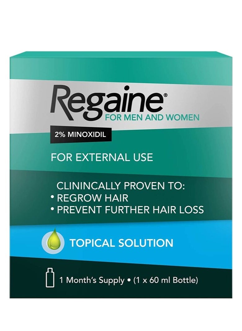 Regaine محلول مينوكسيديل 2% الموضعي لإعادة نمو الشعر للرجال والنساء، 60 مل 