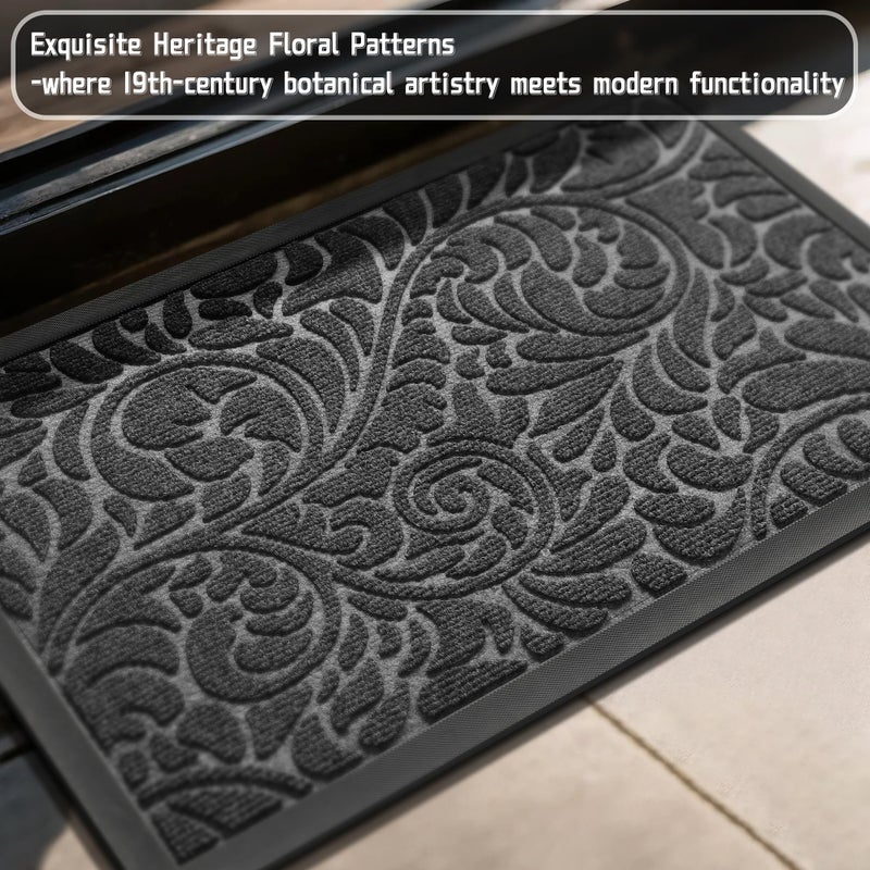 Yimobra Front Door Mat Outside Entrance, Waterproof Sturdy Retro Outdoor Mat, Heavy Duty Non-Slip Doormat for Garage Patio Entryway Indoor, Easy Clean, 29.5x17, Grey - Image 4