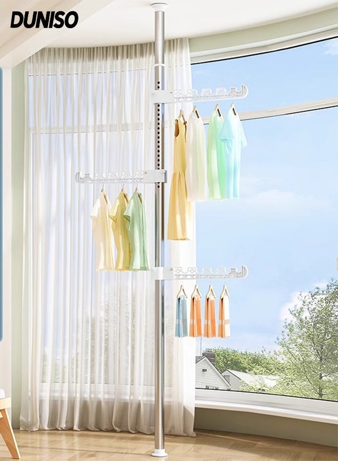 DUNISO Foldable Stainless steel Clothes Drying Rack,Laundry Stand with Rotating Clothes Rail,Space Saving,Compatible with Indoor and outdoor - Image 1