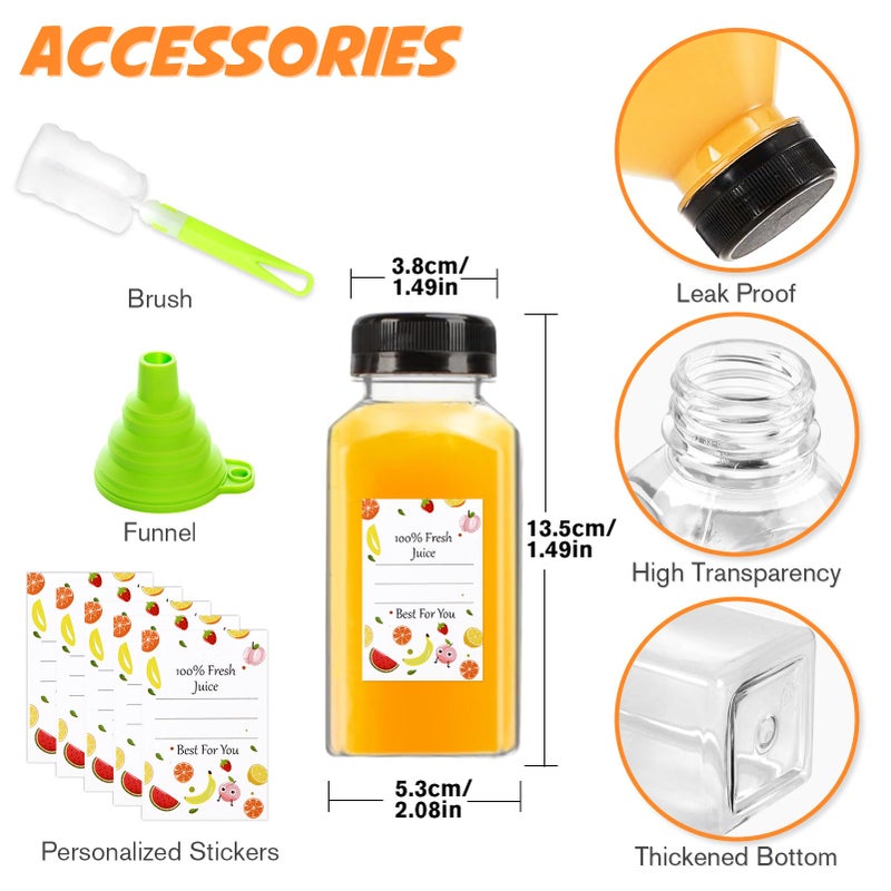Leaflai Juice Bottles - 8oz Bottles with Lids, 12 pcs Plastic Juice Containers with Caps Reusable Drink Containers for Juice Milk Coffee Water Smoothie and Other Beverages,Christmas gift - Image 2