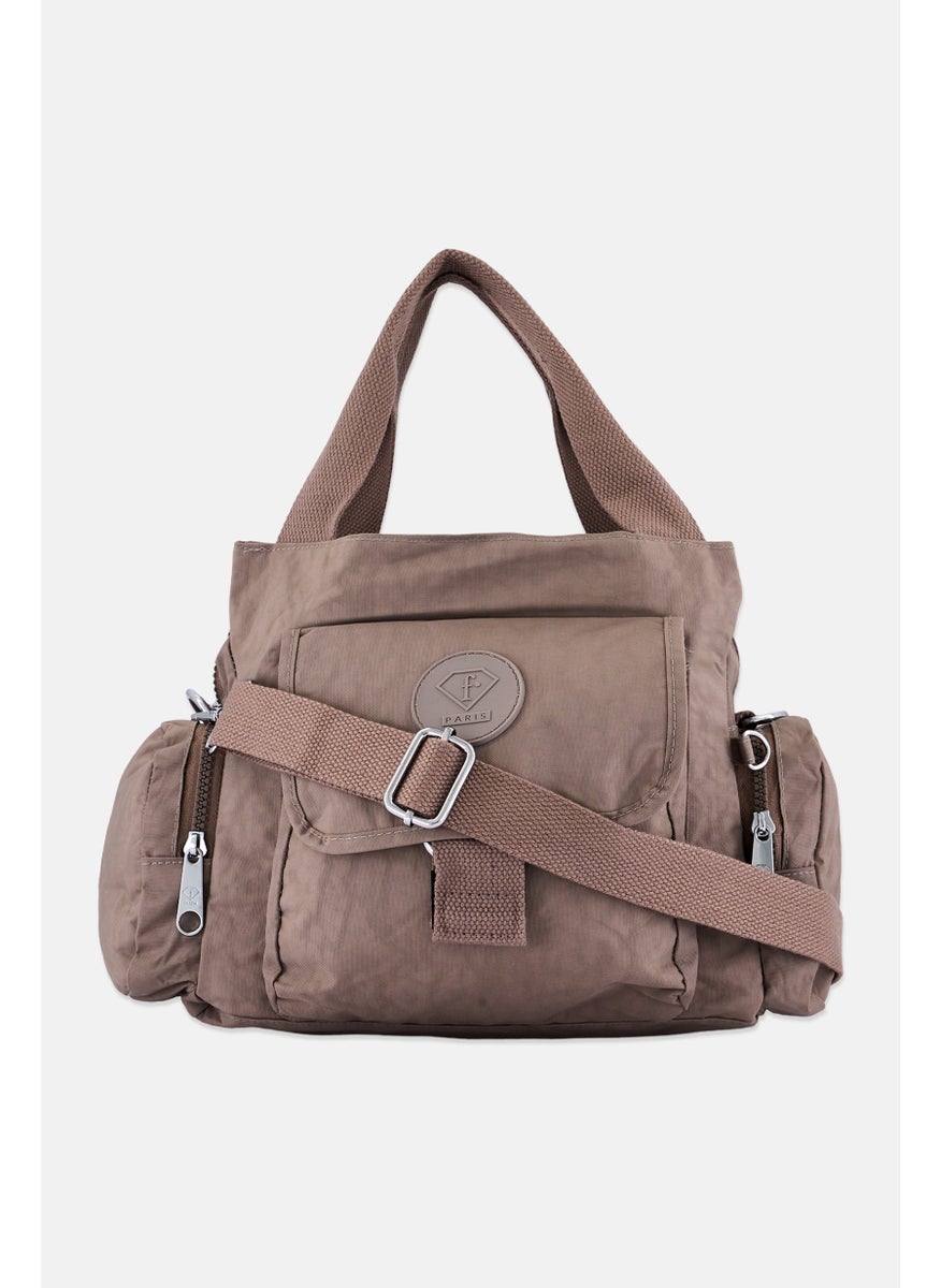 I Love Fashion Women Brand Logo Handbag 25 L x 20 H x 12 W cm, Taupe  - Image 1