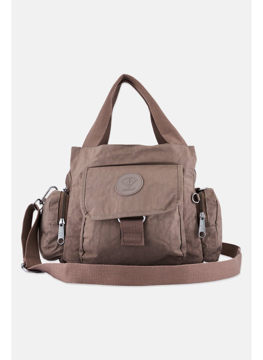 I Love Fashion Women Brand Logo Handbag 25 L x 20 H x 12 W cm, Taupe  - Image 2