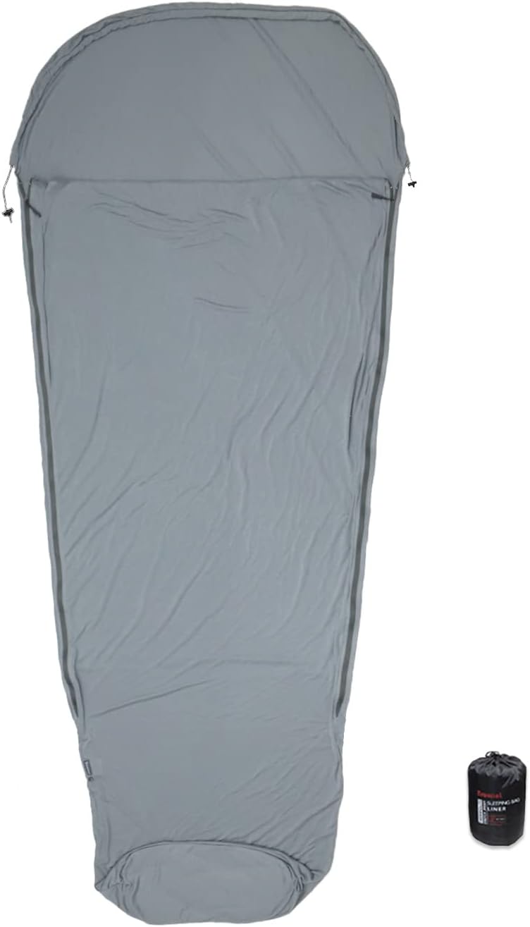 BROWINT Thermolite Sleeping Bag Liner with Zippers for Cold Weather, Lightweight Mummy with Hood & Rectangular Sleep Sack for Adult, Adds Warmth, Thermal Travel Liner, All Season - Image 1