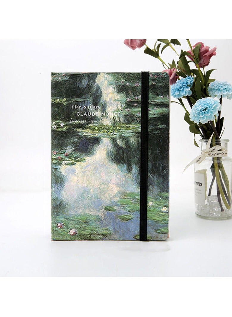 CMGTYYD Monet's Flower Notebook Diary Notebook A5 Vintage Planner Memo Notebook Weekly Planner With Stickers - Image 1