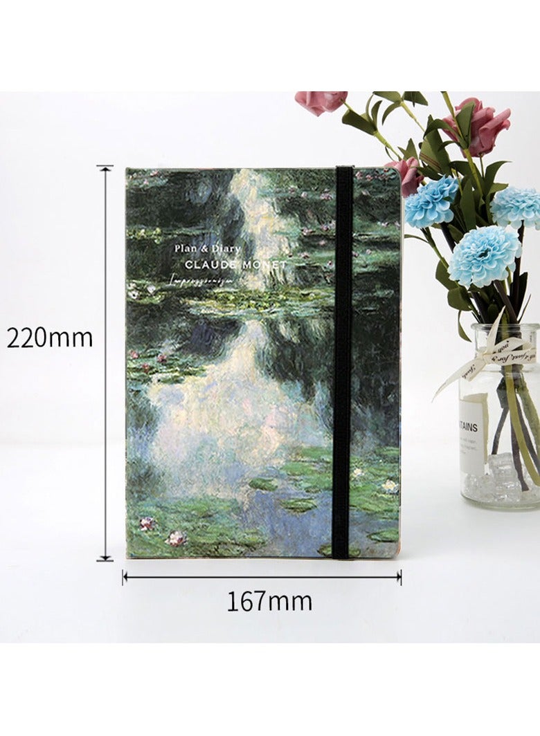 CMGTYYD Monet's Flower Notebook Diary Notebook A5 Vintage Planner Memo Notebook Weekly Planner With Stickers - Image 4