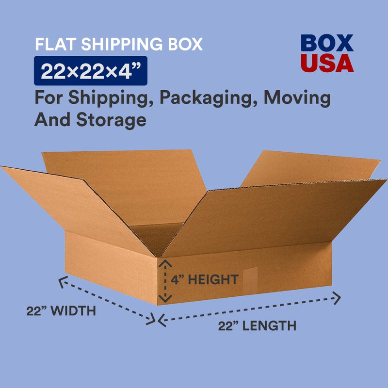 Box USA Moving Boxes Large 22"L x 22"W x 4"H, 10-Pack | Corrugated Cardboard Box for Packing, Shipping and Storage 22x22x4 22224 - Image 2