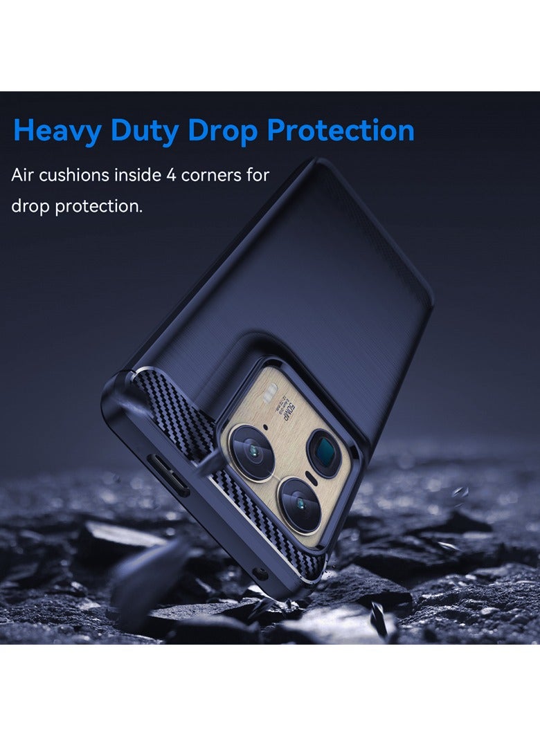 Brushed Carbon Fiber Shockproof Case For Motorola Edge 50 Ultra - Dark Blue - Image 3