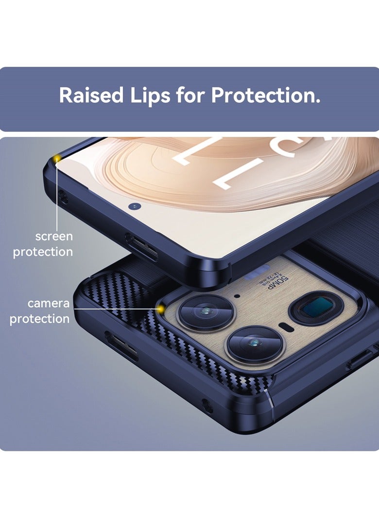 Brushed Carbon Fiber Shockproof Case For Motorola Edge 50 Ultra - Dark Blue - Image 4