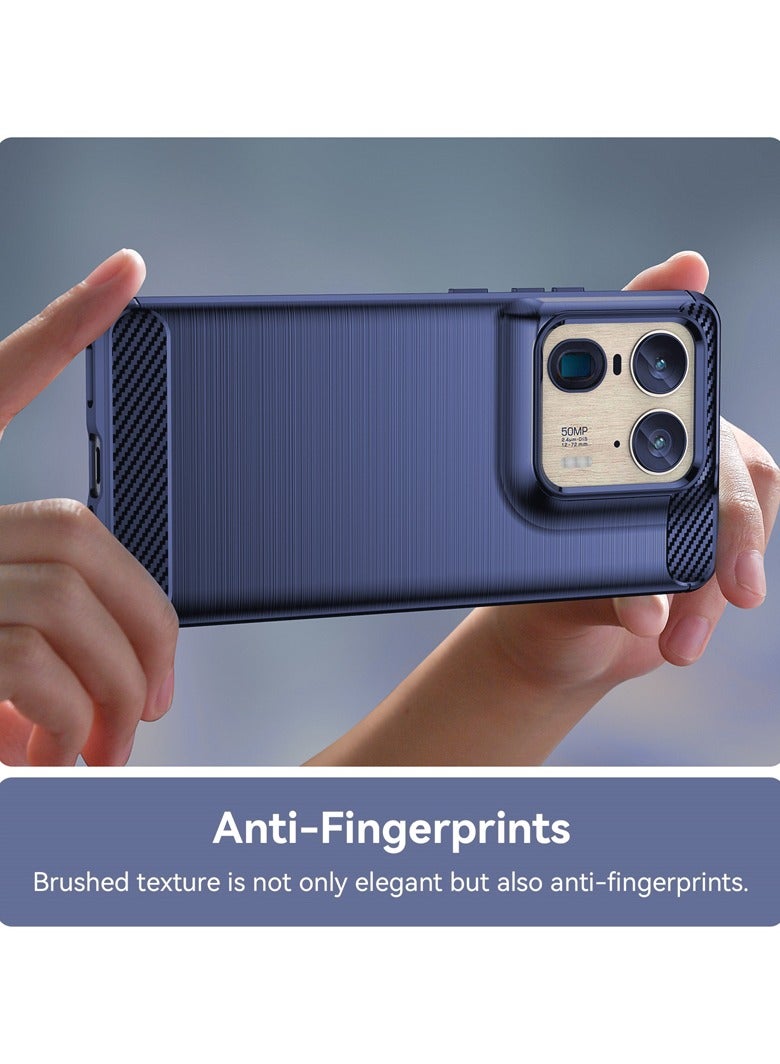 Brushed Carbon Fiber Shockproof Case For Motorola Edge 50 Ultra - Dark Blue - Image 5