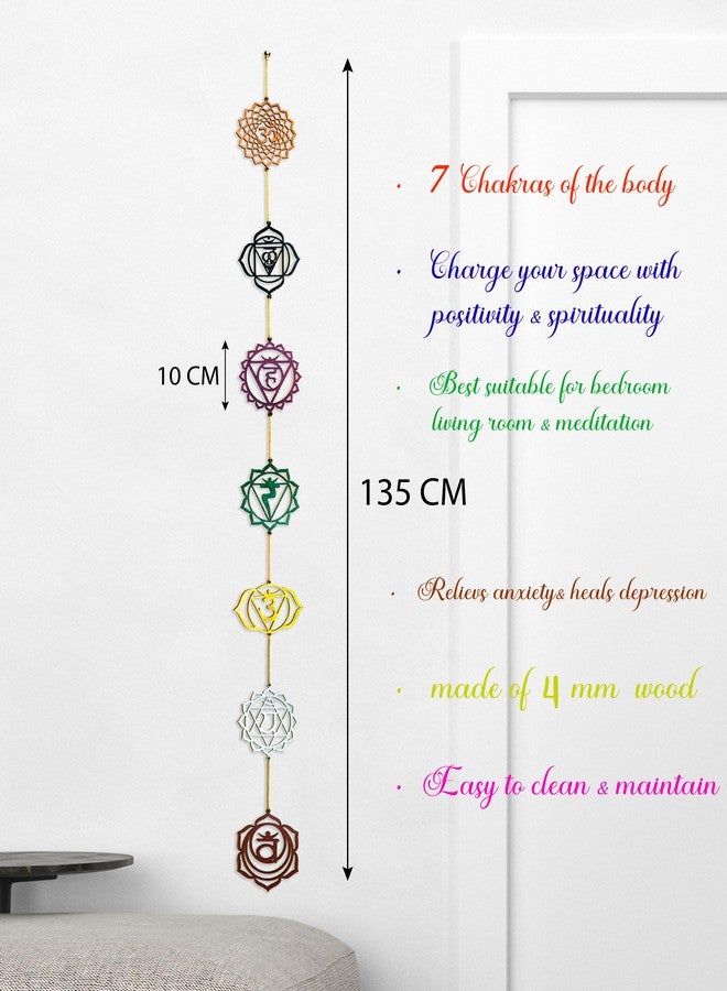 Elk Handmade Wooden Chakra Symbol Wall Art Set - 7 Rustic Wood Chakra Decor, Yoga Gifts, Meditation Wall Hanging, Home & Kitchen Decoration - Image 2