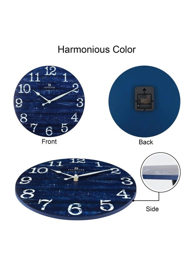 Lafocuse 12 Inch Wooden Navy Blue Wall Clock Battery Operated Silent Non Ticking, Farmhouse Decorative Navy Blue Clock for Living Room Decor Kitchen Bedroom Home Office-Version 2.0 - Image 5