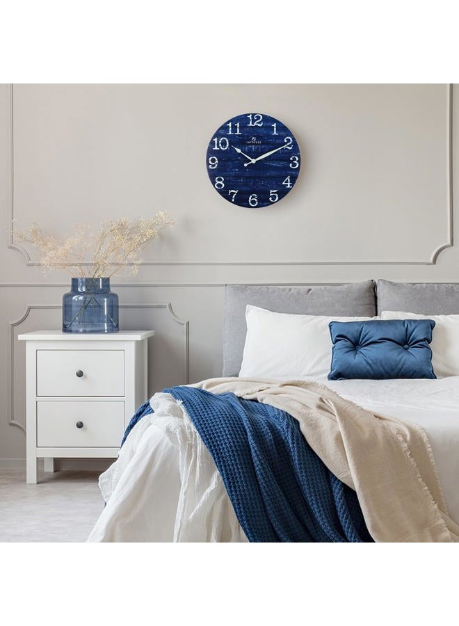 Lafocuse 12 Inch Wooden Navy Blue Wall Clock Battery Operated Silent Non Ticking, Farmhouse Decorative Navy Blue Clock for Living Room Decor Kitchen Bedroom Home Office-Version 2.0 - Image 4