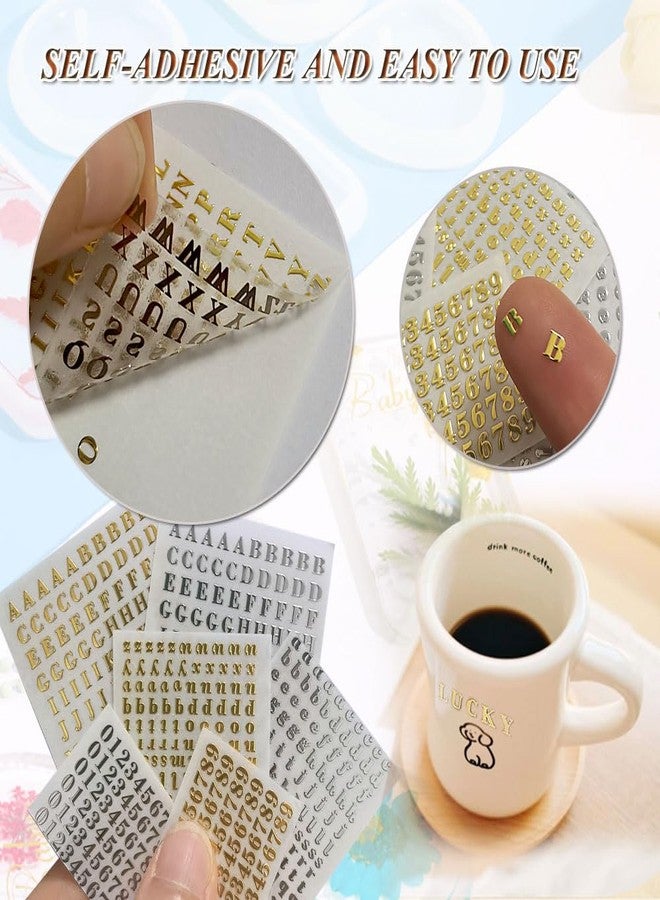 Whale Glitter Letter Stickers for Resin 6 Sheets 3mm Alphabet Number Stickers Alloy Metallic Self Adhesive Letter Sticker for Epoxy Resin Crafts Scrapbook Nail Art Mini Gold/Silver Letters Sticker (3MM) - Image 5