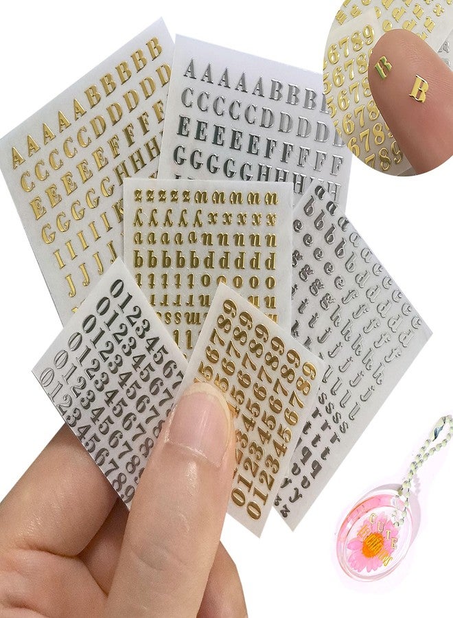 Whale Glitter Letter Stickers for Resin 6 Sheets 3mm Alphabet Number Stickers Alloy Metallic Self Adhesive Letter Sticker for Epoxy Resin Crafts Scrapbook Nail Art Mini Gold/Silver Letters Sticker (3MM) - Image 1