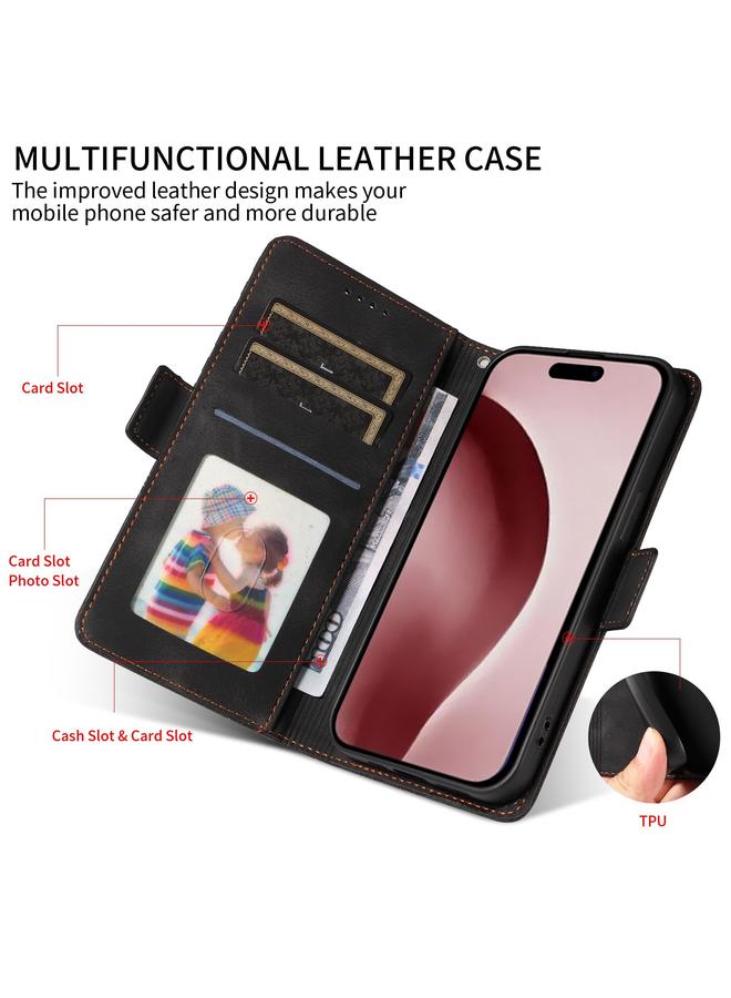 S-TOP Case For iPhone 16 Pro Max Embossed Rhombus Starry Leather Phone Case - Image 5